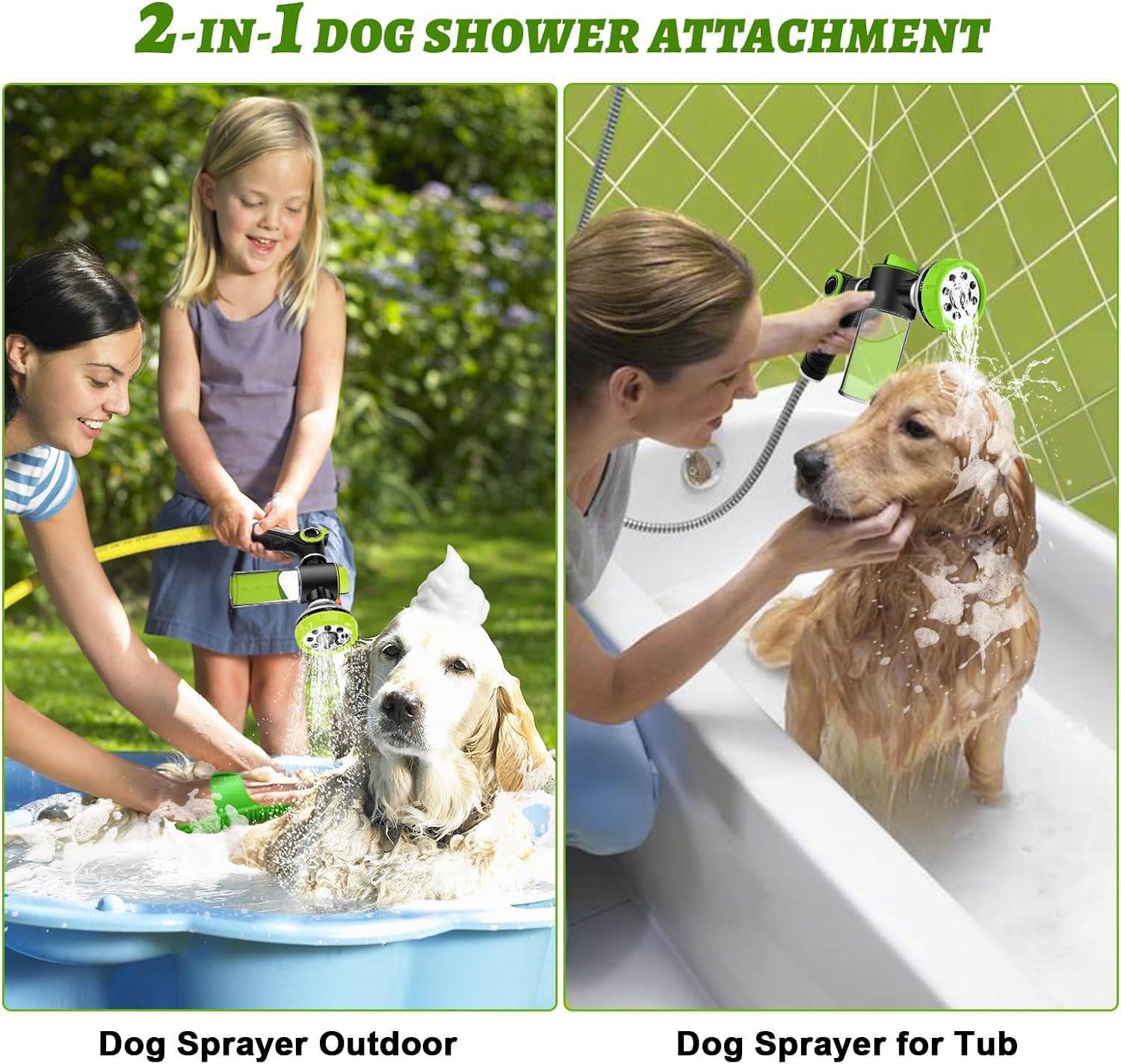 Garden Hose Nozzle Sprayer, Car Wash Foam Cannon with Soap Dispenser, Pet Washing Attachment with Pet Grooming Glove