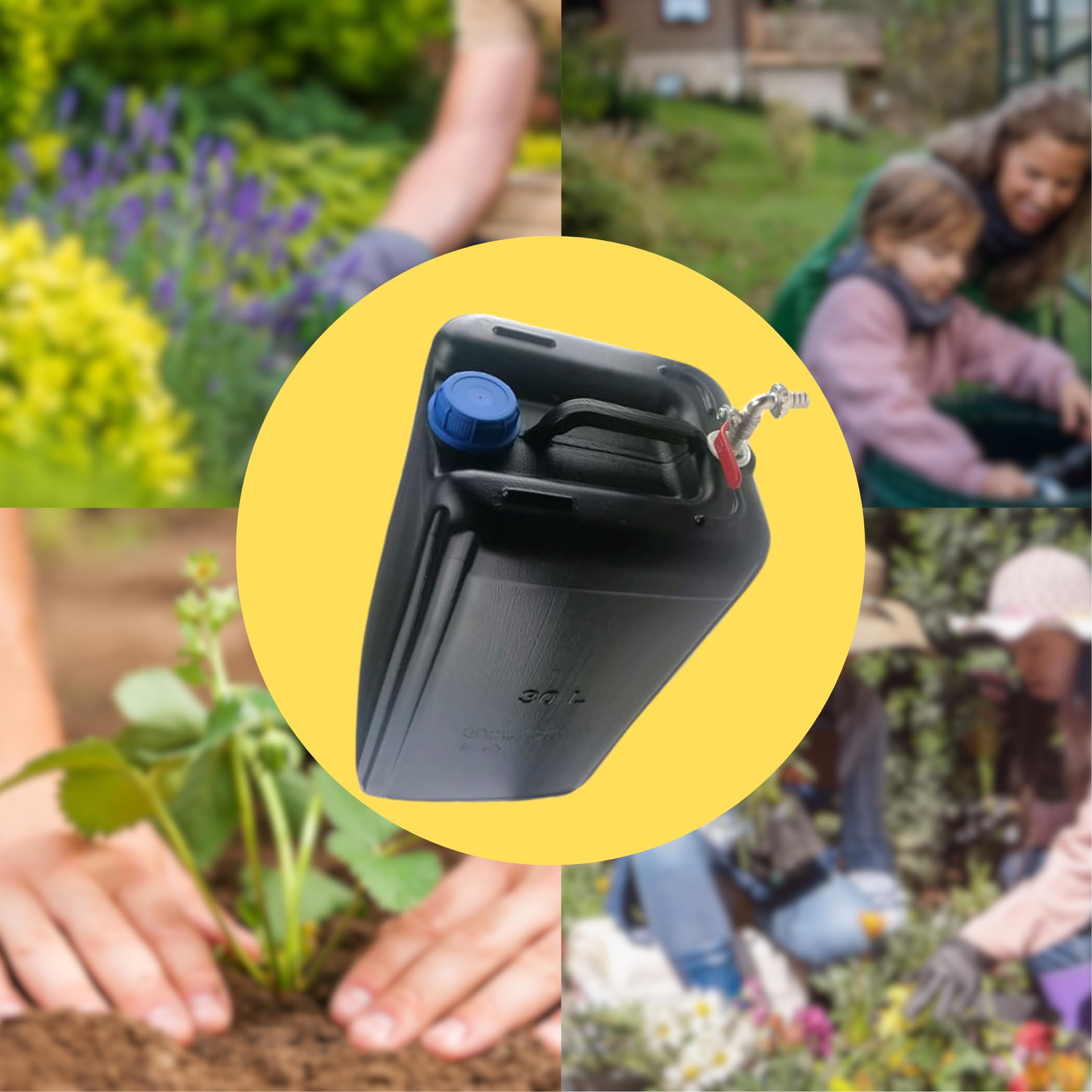 Bidón de agua de 30 l de plástico, depósito de agua con grifo, bidón de agua potable, depósito de agua, bidón de plástico, para casa, jardín, coche y camping, etc., cierre hermético