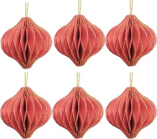 SLDHFE 6PCS Christmas Honeycombs Decorations,6cm Hanging Paper Lanterns/Honeycombs Balls/Tissue Paper Tree,3D Mini Glitter Edge Paper Honeycombs Lantern for Christmas Party Favors