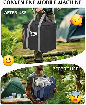 BoomBa Carrying Bag for Ninja SLUSHi Twist FS701BR 144 oz Slushie Machine, Top-Opening Travel Cover with Hand Straps, Storage Tote with Mesh Pocket and Inner Divider, Black