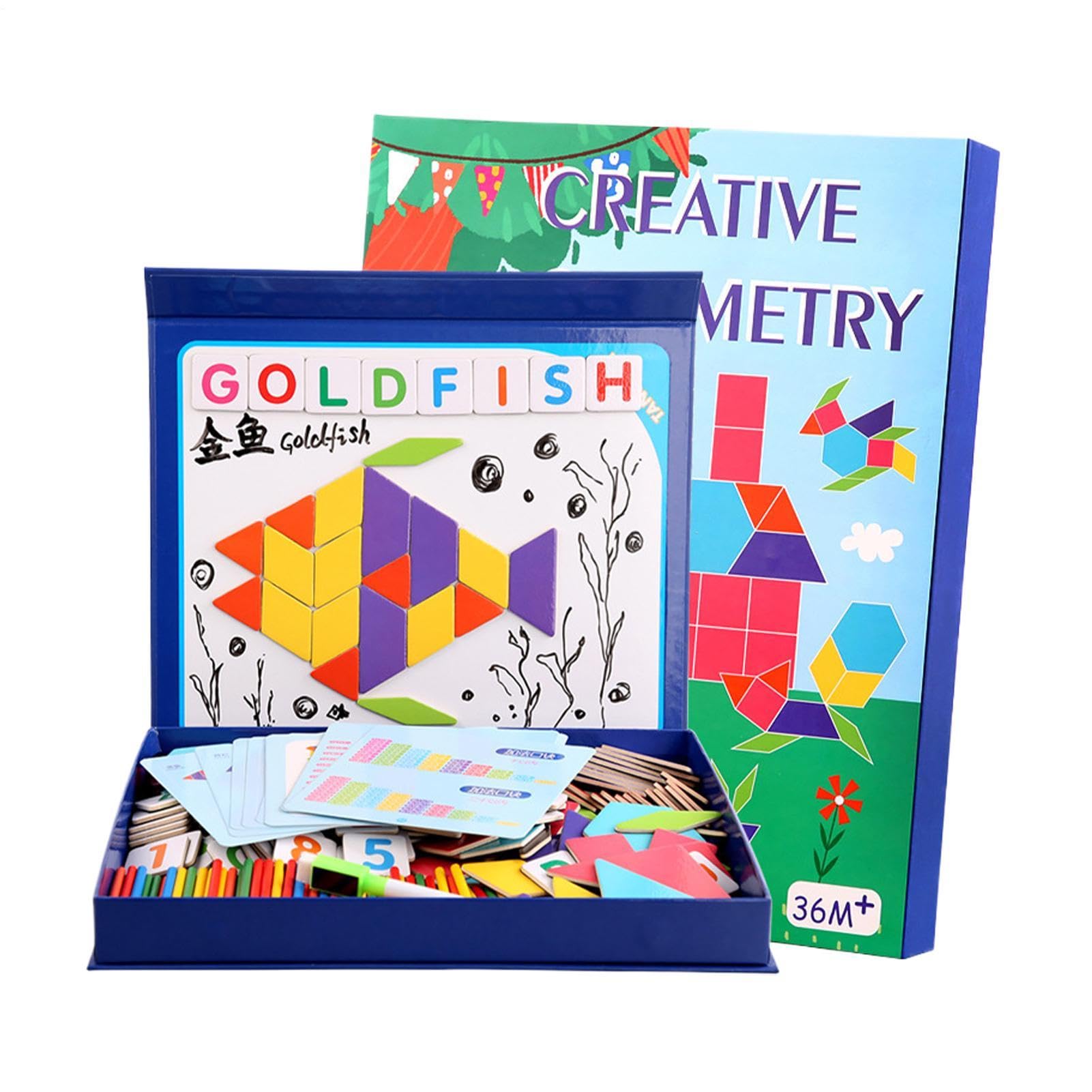 Puzzle Tangram, magnetyczne wzorów Zestaw z matematyki z drewna