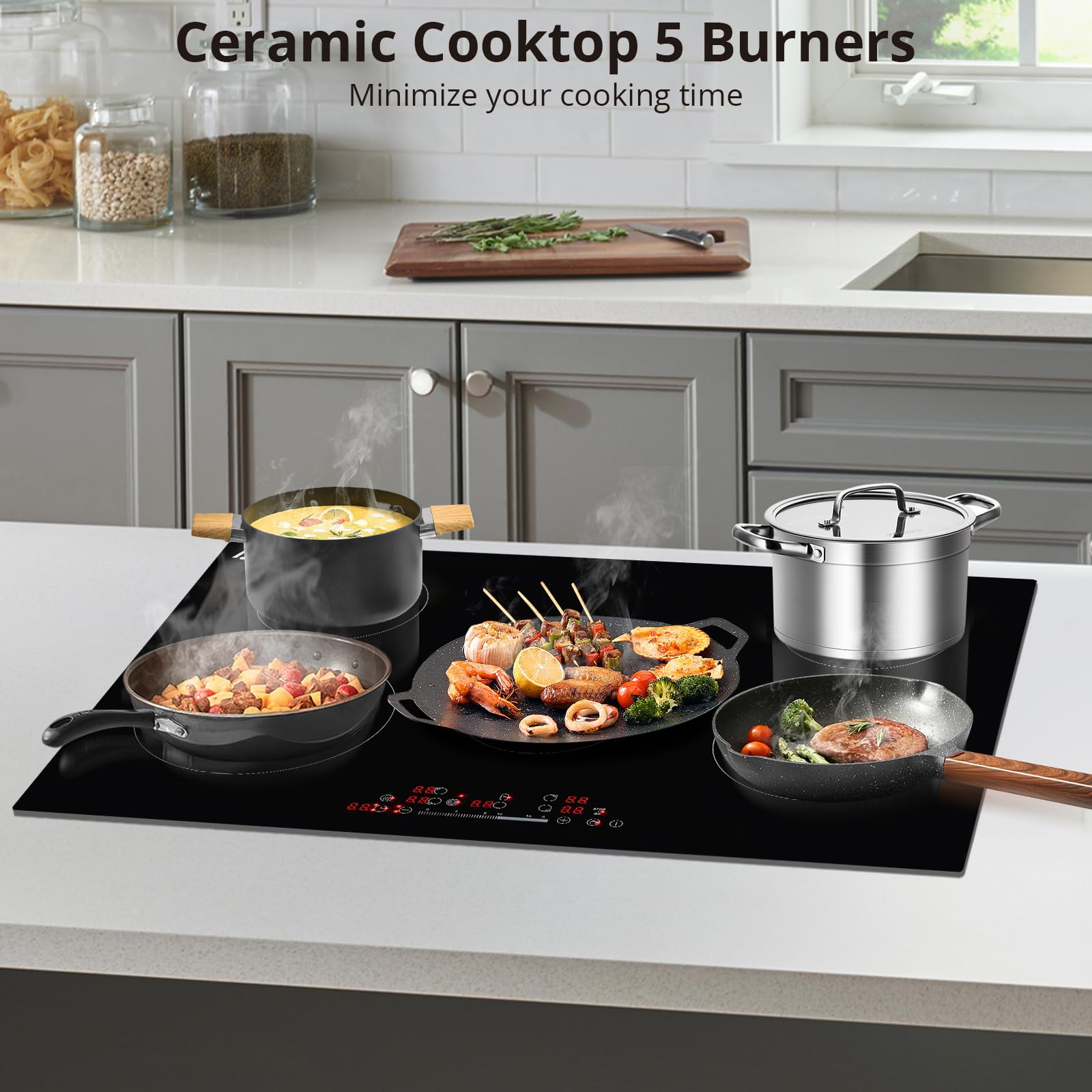 Snapklik.com : GarveeTech 5 Burner Electric Cooktop - 30" 8800W Ceramic