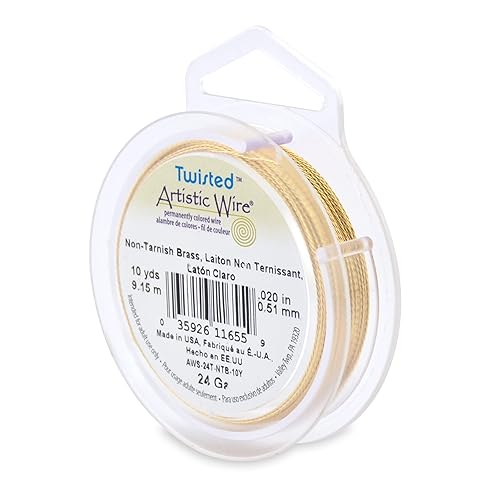 Miniatura 6 de Artistic Wire, Alambre de latón de calibre 20  0.032 in resistente al deslustre, torsión redonda, 3 yd  8.9 ft