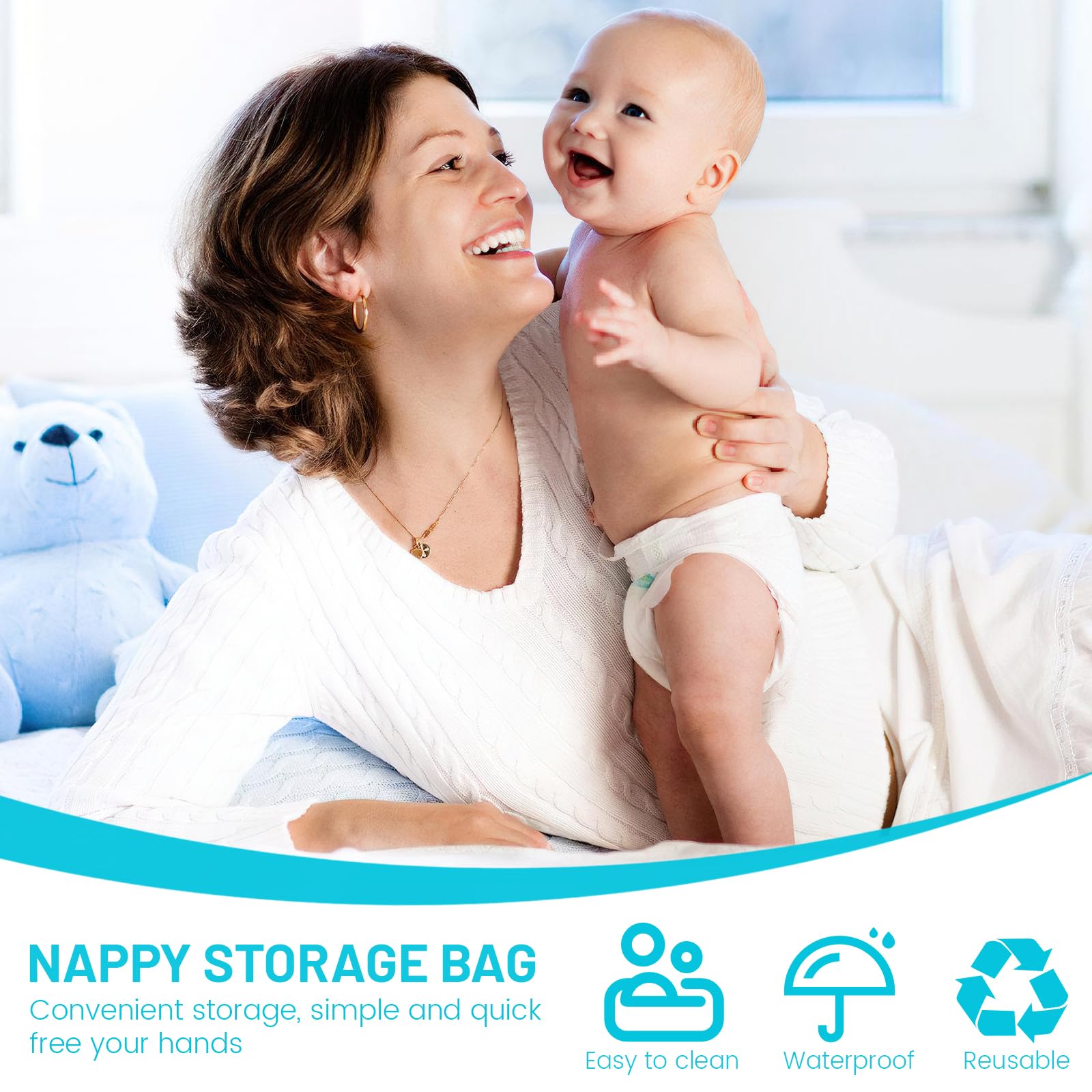 Sac à Couche Imperméable 2 Pièces Pochette Lavable Réutilisable Wet Dry Bag pour Bébé Piscine