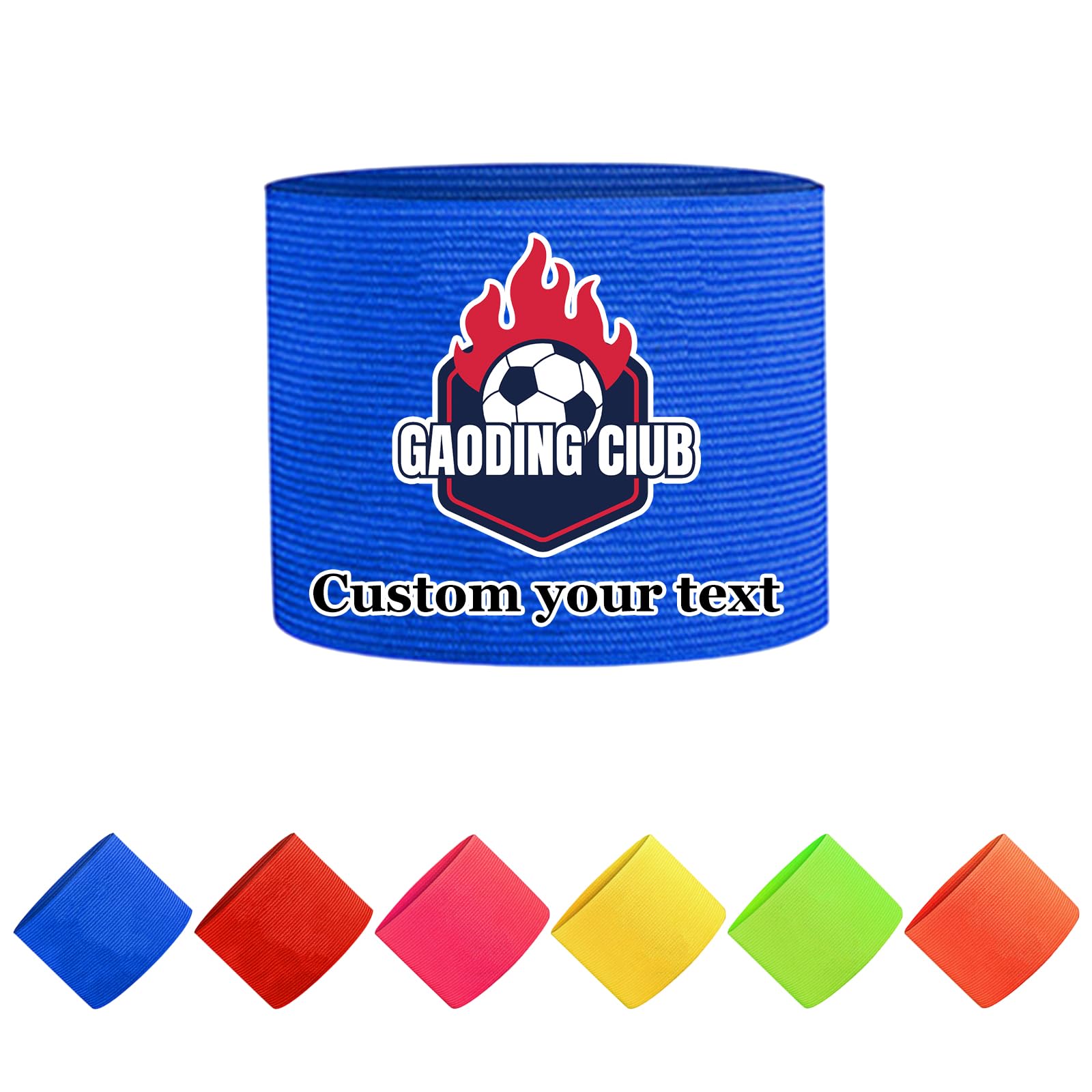Personalised Captain Armband Adjustable Soccer Arm Bands with Custom Text/Logo | 3 Sizes6 Colors for Football/Rugby/Basketball Teams (Blue)