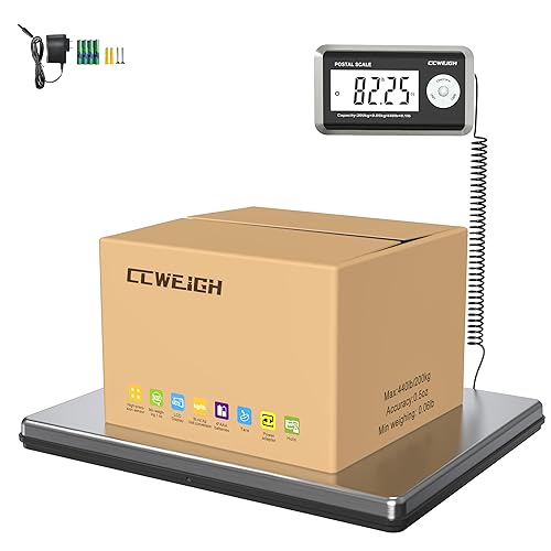 Básculas de envío de 440 libras x 1.76 onzas, plataforma grande de acero inoxidable, pequeñas empresas, básculas postales superligeras de alta