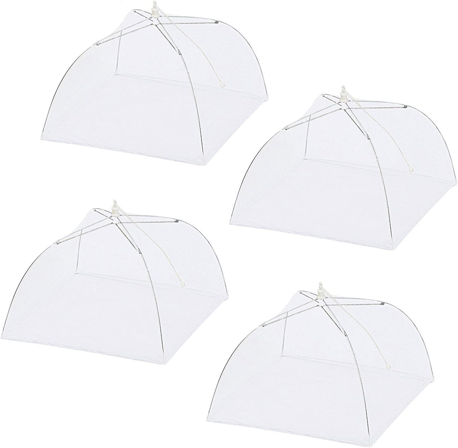 4 Pcs Food Cover, Picnic Dome, 17 Inches Reusable and Collapsible Outdoor Food Cover,Food Protector Tent Keep Out Flies, Bugs, Mosquitoes - White