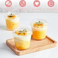 Vista 3 de Qeirudu Paquete de 50 mini tazas de postre de 6 onzas con tapas altas y cucharas, tazas pequeñas de plástico para tartas, tazas redondas para servir