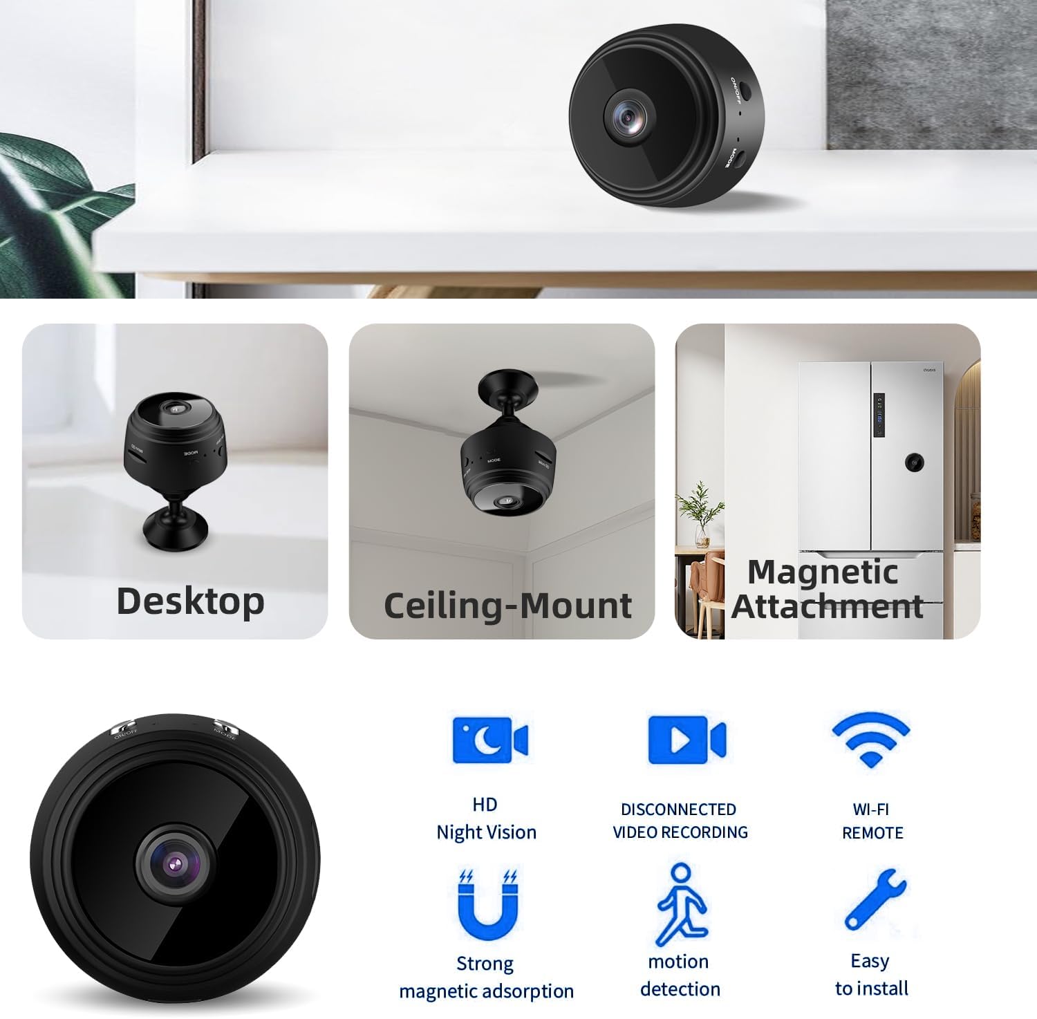 1080P Security Cameras - Indoor Camer - WiFi Wireless Cam- Home Camer for Pet/Baby - with Night Vision - -Motion Detection Surveillance Cameras
