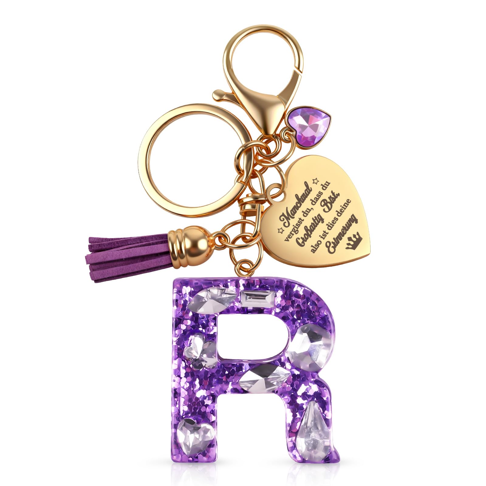 Anruzon Schlüsselanhänger Mädchen Buchstabe - Schlüsselanhänger mit Anfangsbuchstaben Schlüssel Anhänger - Einschulung Geschenk - Keychain Geschenk für Kinder, Mädchen, Frauen