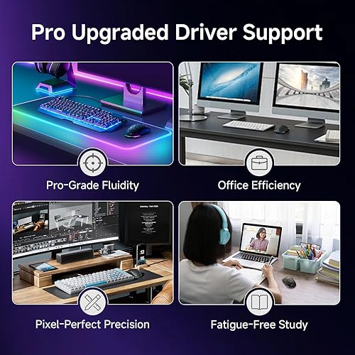 Miniatura 8 de DIERYA M1 - Mouse inalámbrico para juegos, 24000 DPI, batería de 180 horas, 16.8 M RGB, 6 botones programables, ligero, trimodo (2.4GBT5.2USB-C)