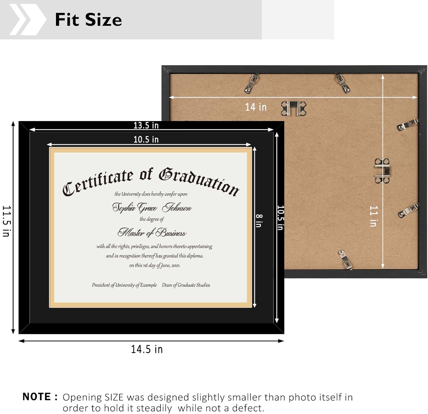 JCJMY 8.5x11 Certificate Frame Set of 4, Classic Black and Gold Frame, Display Diploma 8.5x11 with Mat or 11x14 without Mat, Fit Document Picture Photo, Double Mat, 4 Pack