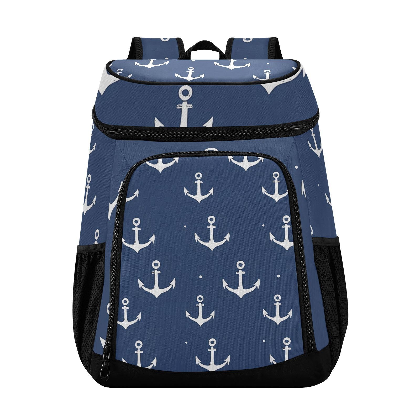 Anchors Nautical Ocean Coastal Blue Cooler Backpack Cooler Insulated Leak Proof Lunch Backpack 36 Cans Waterproof Soft for Men Women Picnic Hiking Camping Beach