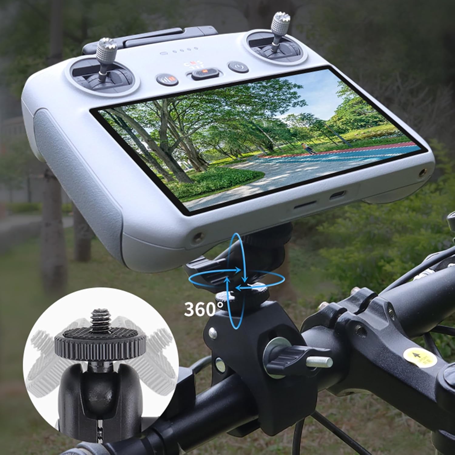 RC2 Bicycle Mount Bracket Adapter for DJI Mini 5 Pro/Avata 360/Air 3S/Flip/Mavic 4Pro/ Mini 4 Pro Accessories - Cycling Bike Handlebar Holder Clamp Clip Base Compatible with DJI RC/RC 2 Controller