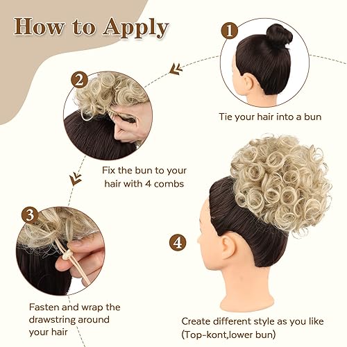 Miniatura 4 de Extensiones de cabello rizado y ondulado con cordón para mujeres negras, extensiones de cola de caballo sintéticas sueltas grandes y rizadas, color