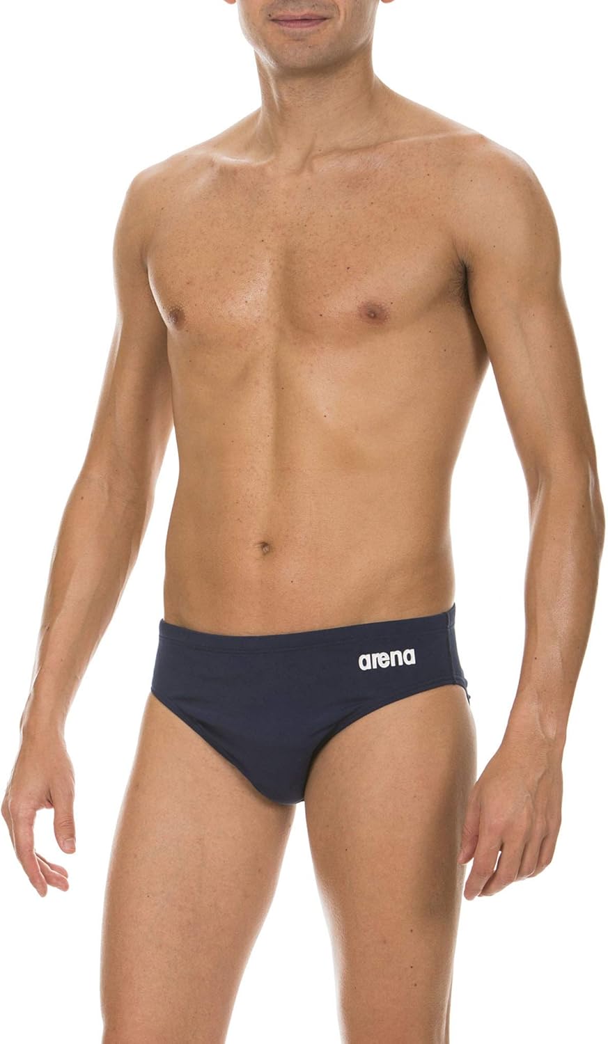 ARENA Men's Skys 3-inch Brief Athletic Training Swimsuit, Maxlife Chlorine Resistant Fabric 28 Navy