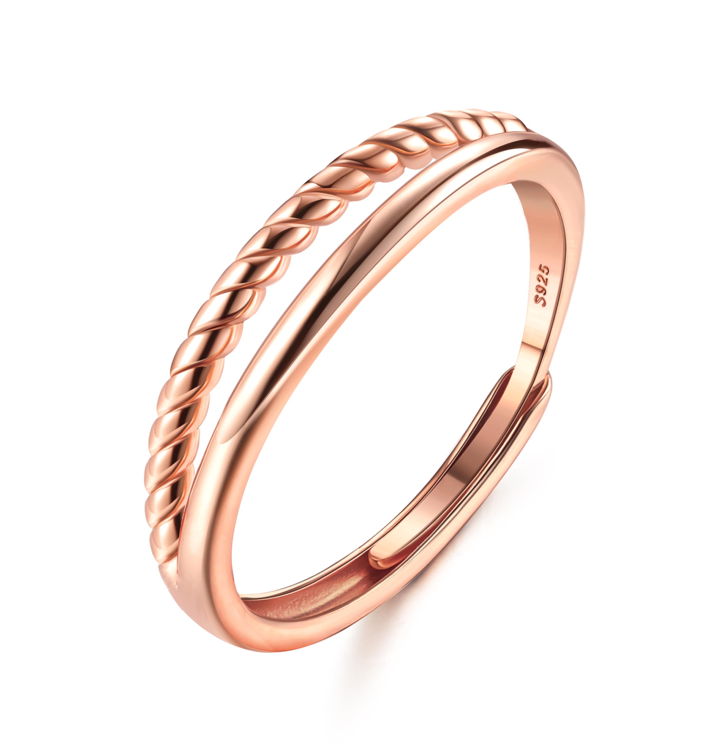 925 Sterling Silver Ring for Women Adjustable Thumb Rings Stacking Twist Band Ring Promise Ring Eternity Wedding Ring Engagement Rings Rose Gold Silver Gold Rings for Women Girls