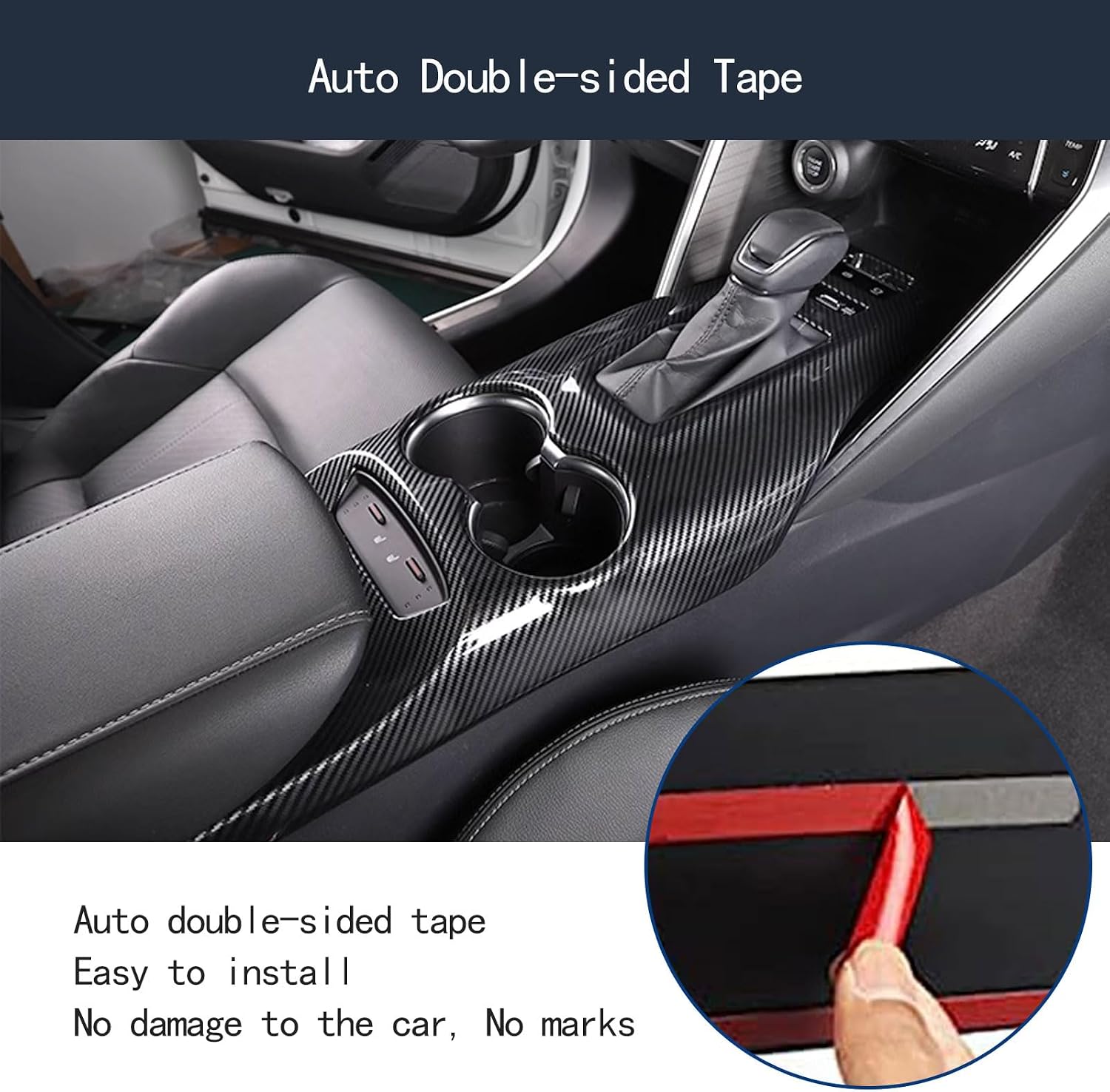 Gear Shift Panel Cover Compatible with Toyota Venza 2021 2022 2023 Gear Shift Knob Console Panel Trim Cup Holder Frame Cover Interior Car Accessories ABS 1PCS(Carbon Fiber Style)