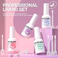 Vista 8 de Morovan Juego líquido de polvo de inmersión con base activadora y capa superior de polvo de inmersión, protector de brochas, 4 piezas de 0.5 onzas
