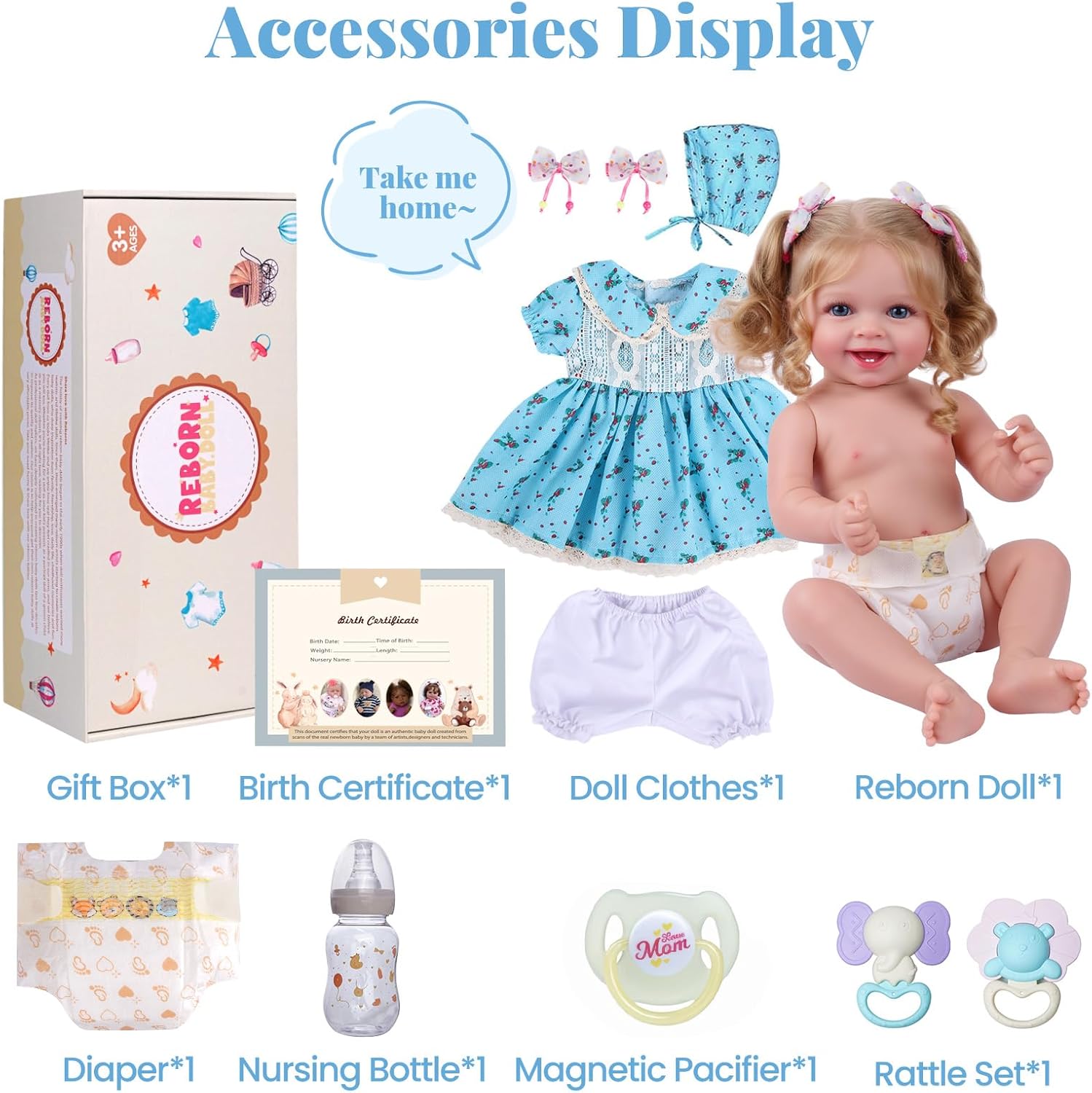 JIZHI Lifelike Reborn Baby Dolls - 18 Inch Realistic-Newborn Baby Dolls Vinyl Full Body Blond Girl Handmade Real Life Baby Dolls with Clothes for Kids Age 3+