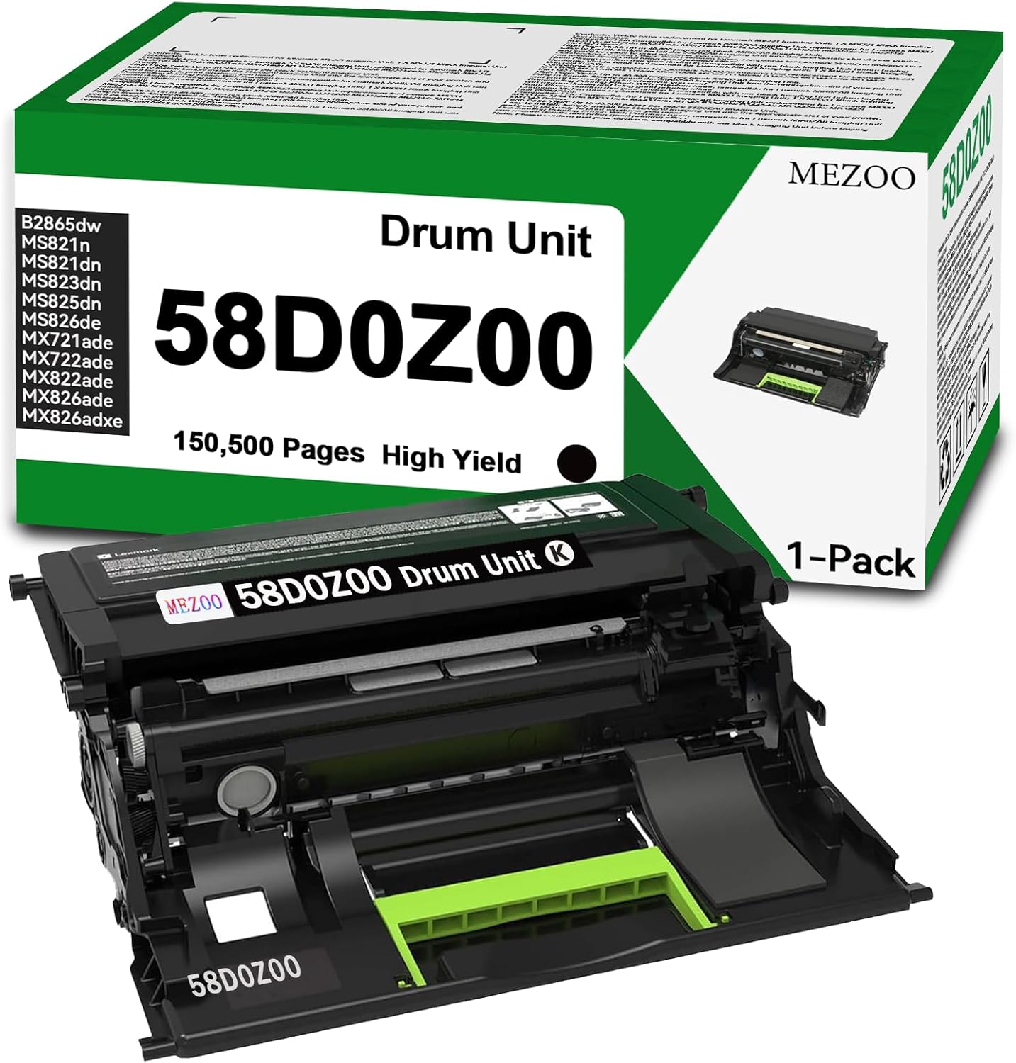58D0Z00 Black Imaging Unit Compatible for Lexmark 58D0Z00 Drum Unit Replacement for B2865dw MS821dn MS821n MS823dn MS825dn MS826de MX721ade MX722ade MX822ade MX826ade MX826adxe Printer(1-Pack)