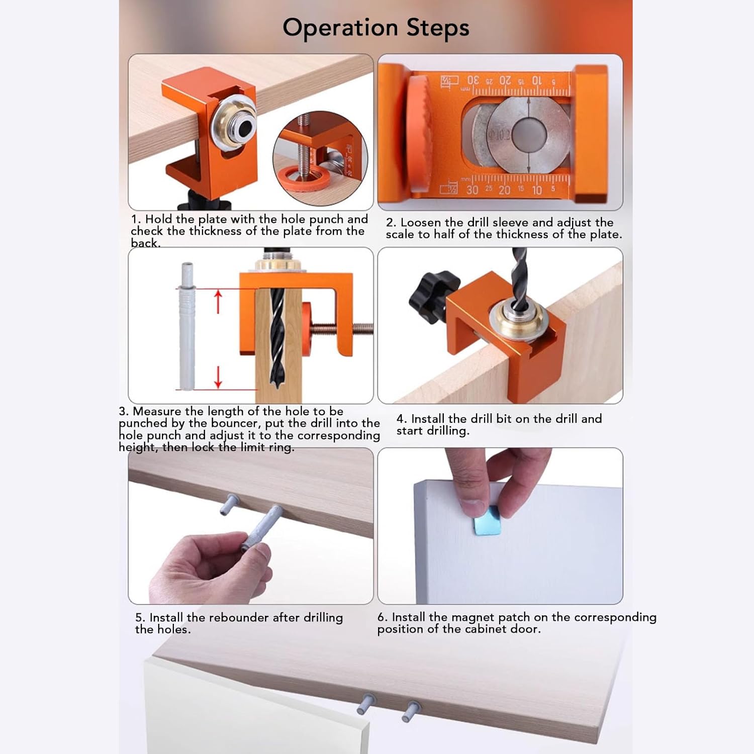 Pocket Hole Jig, Aluminum Alloy Drill Guide Puncher Locator, Impact Resist Metal Drilling Locator, Pocket Hole Template, Pocket Hole Drill Guide for Wood
