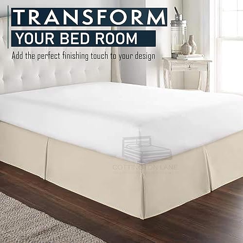 Miniatura 7 de Falda de cama plisada de lujo tamaño Queen de 15 pulgadas, esquinas divididas  Hotel Luxury 1800 ultra suave a medida con volantes  Falda de cama