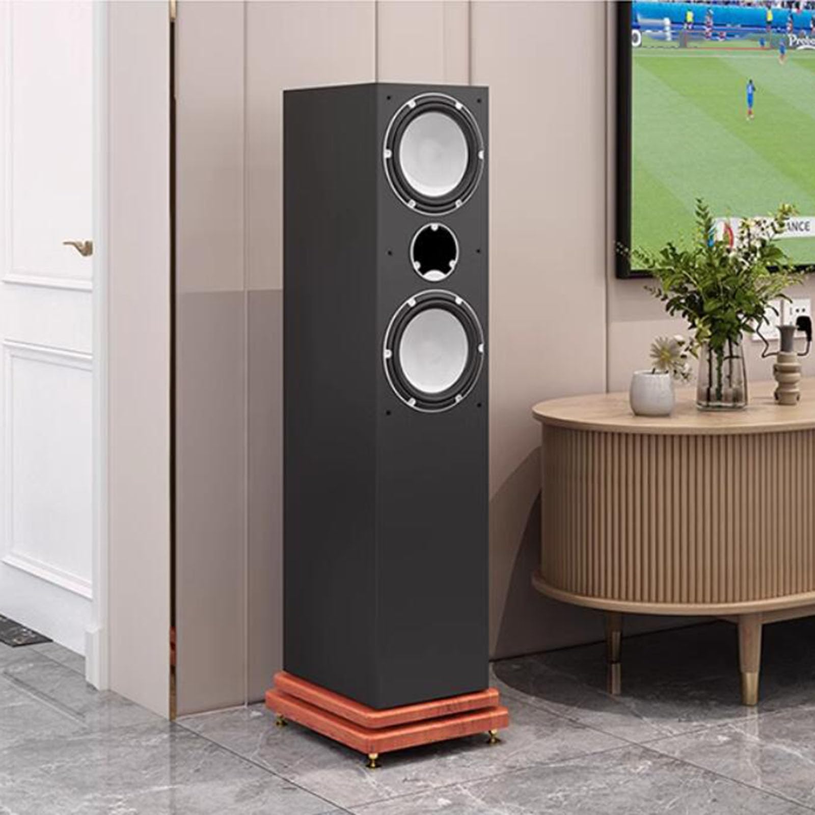 Soporte de pies de aislamiento de subwoofer con cobre Na – Plataforma elevadora de altavoces para monitores de estudio y base estabilizadora de altavoces, 30 x 35 x 8 cm, mejora la claridad del sonido