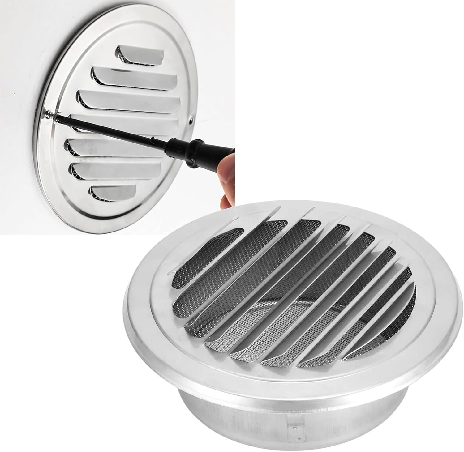 Outlet Small Exhaust Grille, Circular Soffit Vent, 304 Stainless Steel Flat Pipe Vent Wall Outlet, Suitable for Home Office Kitchen Ceiling.(80mm 3.1in)