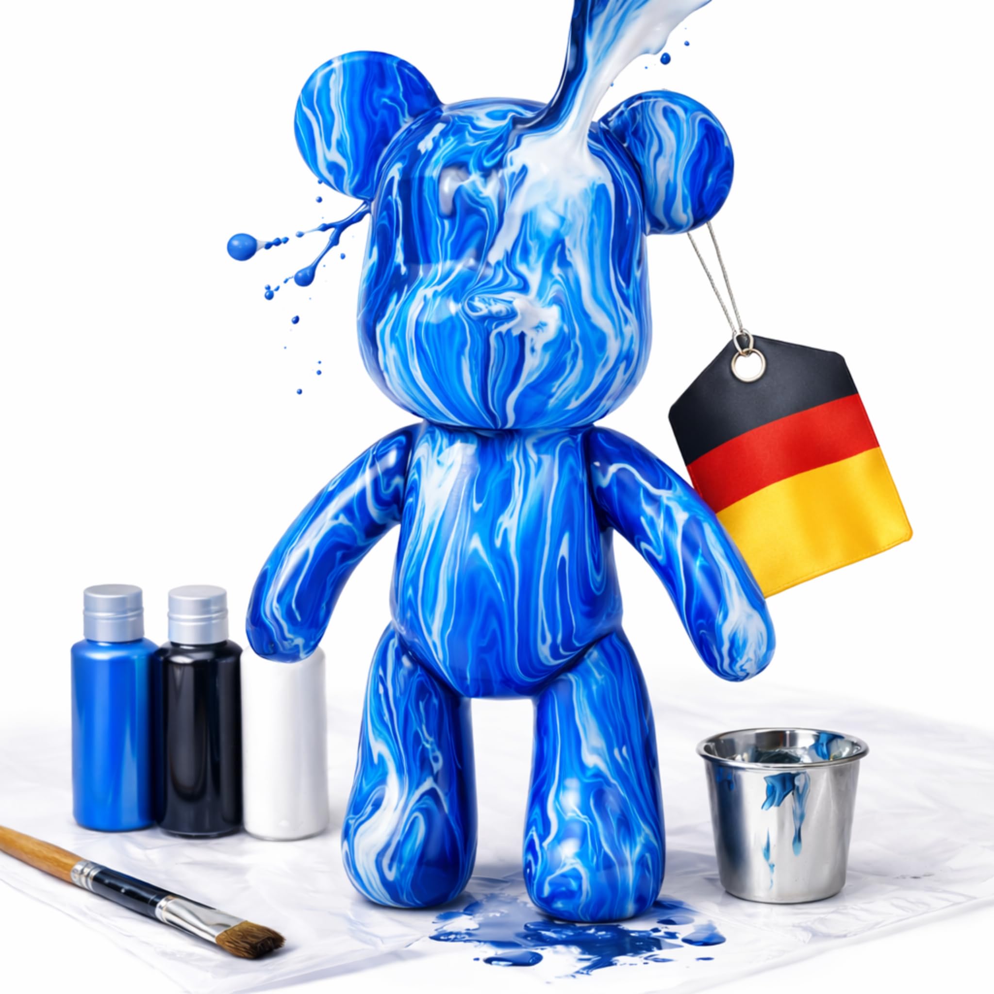 Worldwide DIY Bär zum Bemalen – Kreatives Mal-Set für Erwachsene & Kinder | Bärenfigur inkl. 3 Farben, Pinsel & Zubehör | Geschenk & Heimdeko (Himmlisches Blau)