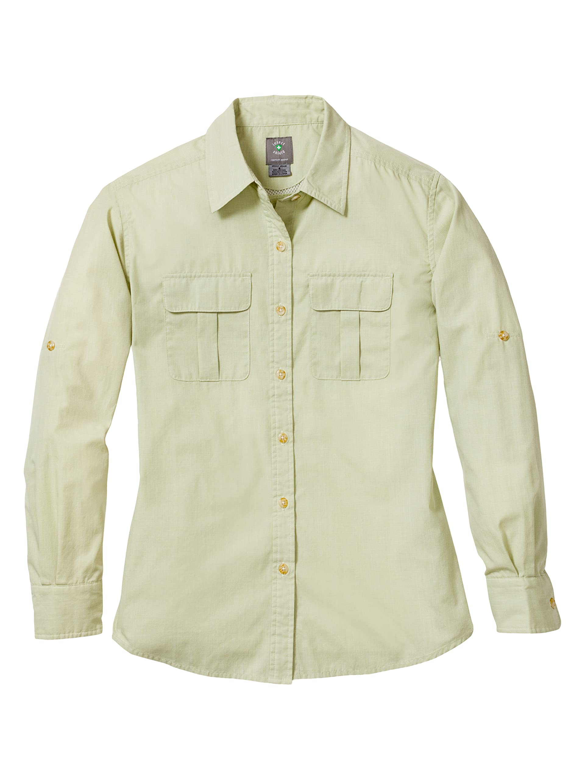 Insect Shield Damen Langarm Feldshirt Pro UPF 30+ Outdoor Angelshirt mit eingebautem Insektenschutz