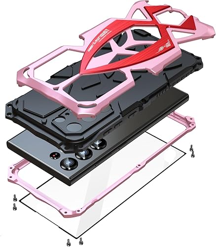 Lunivop Funda para Samsung Galaxy S24 Ultra, carcasa de metal Hard Armor Funda para teléfono Funda para tornillo con protección de cámara,
