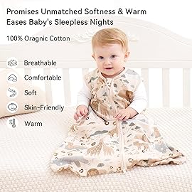 Unnivoll Baby Sleep Sack 0-6 Months 0.5 Tog Wearable Blanket Baby, 3 Pack 100% Cotton Lightweight Sleeping Sack with 2-Way Zipper for Newborn Infant Apricot Gray Green Elephant