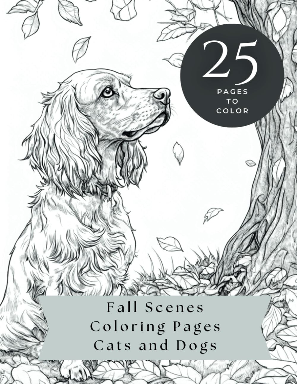 Fall Scenes Cats and Dogs 25 Relaxing Coloring Pages for Adults and Children