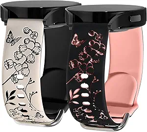 ZPIJOO Floral Watch Band Compatible with Samsung Galaxy Watch 7 Band 6 5 4 Active 2 40mm/44mm, 20mm Soft Silicone Band for Galaxy Watch 3(41mm), Galaxy Watch 6/4 Classic, Watch FE(40mm)/5 Pro(45mm)