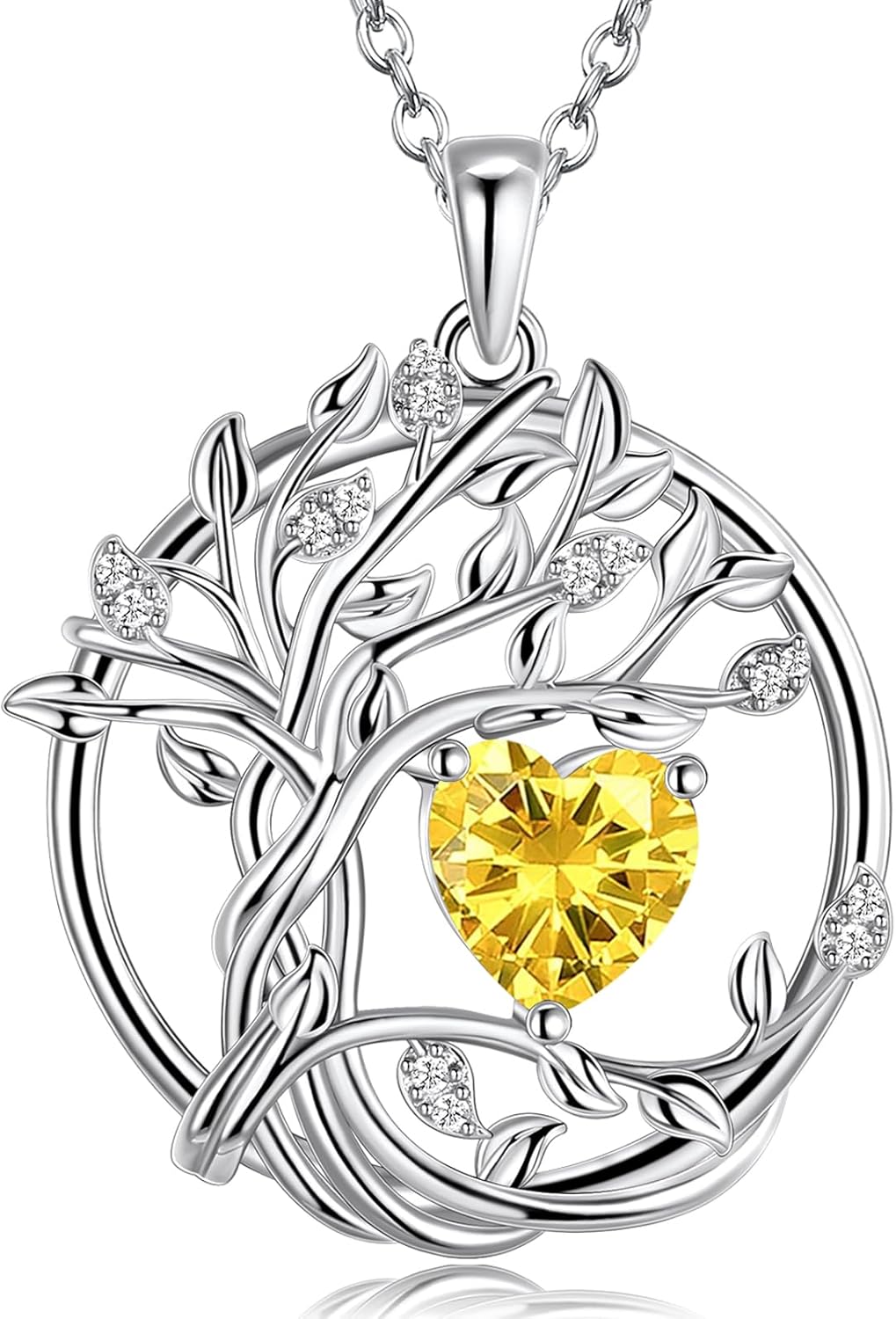 S925 Necklace for Women, Tree Of Life Jewelry, Sterling Silver Birthstone Necklace for Women, Gifts For Wife, Mom, Daughter, Anniversary Birthday Wedding Valentines Day