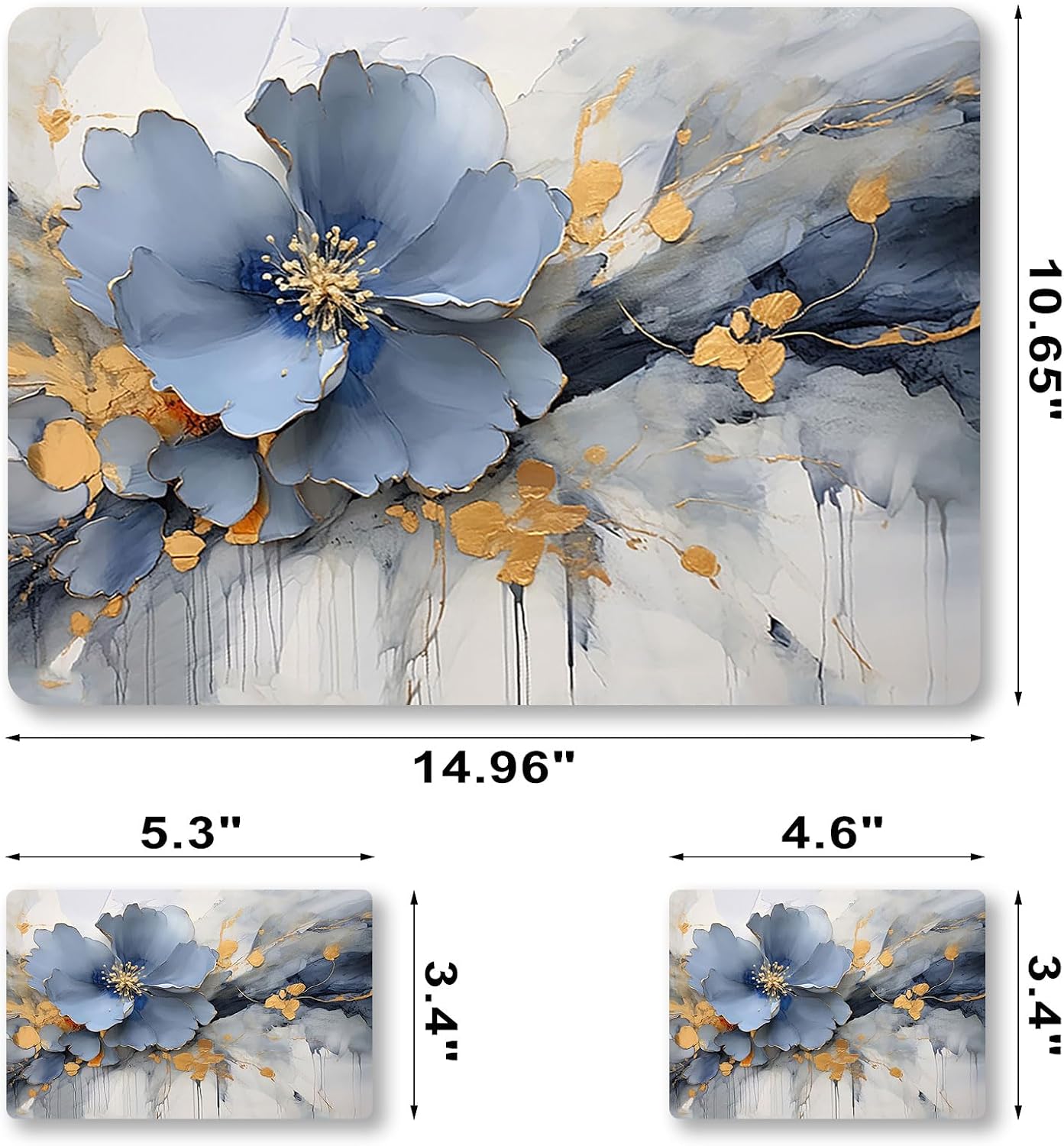 Laptop Skin Sticker Decal Cover, 11.6”12" 13" 13.3" 14" 15" 15.4" 15.6" Laptop Netbook Skin Sticker Cover Art Notebook Protector (2 Wrist Pad Included), Easy to Apply & Removable, Blue Silver Flower