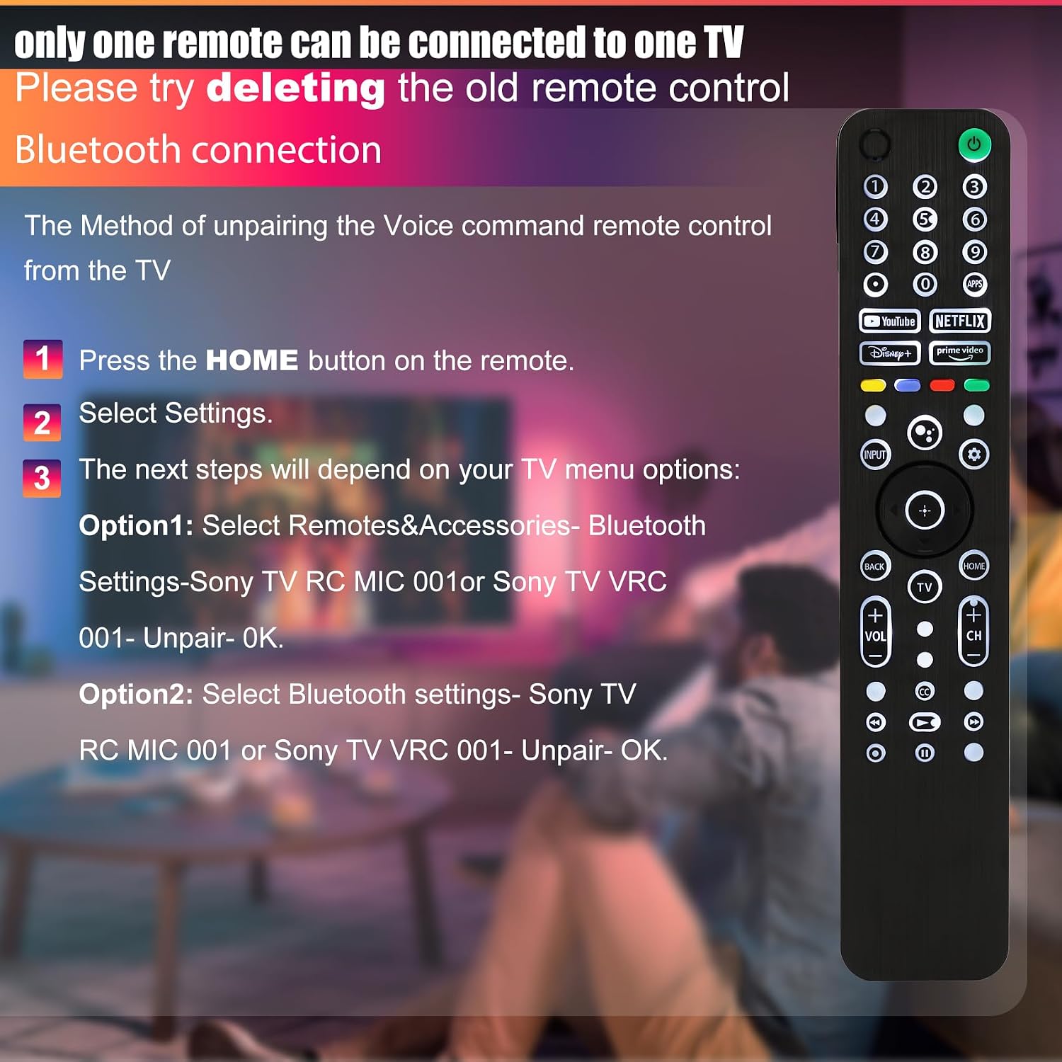 Universal Backlit Remote for Sony TV, for All 2019-2025 Sony Remote Control for Smart TV with Voice Control, Replacement Remote for Bravia XR/XBR/KD Series Google TVs, Backlight, 1 Year Full Warranty