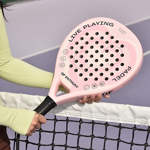 Miniatura 2 de Pala de pádel para mujer, fibra de carbono - Raqueta de pádel ligera, serie Pádel, rosa, raqueta para principiantes