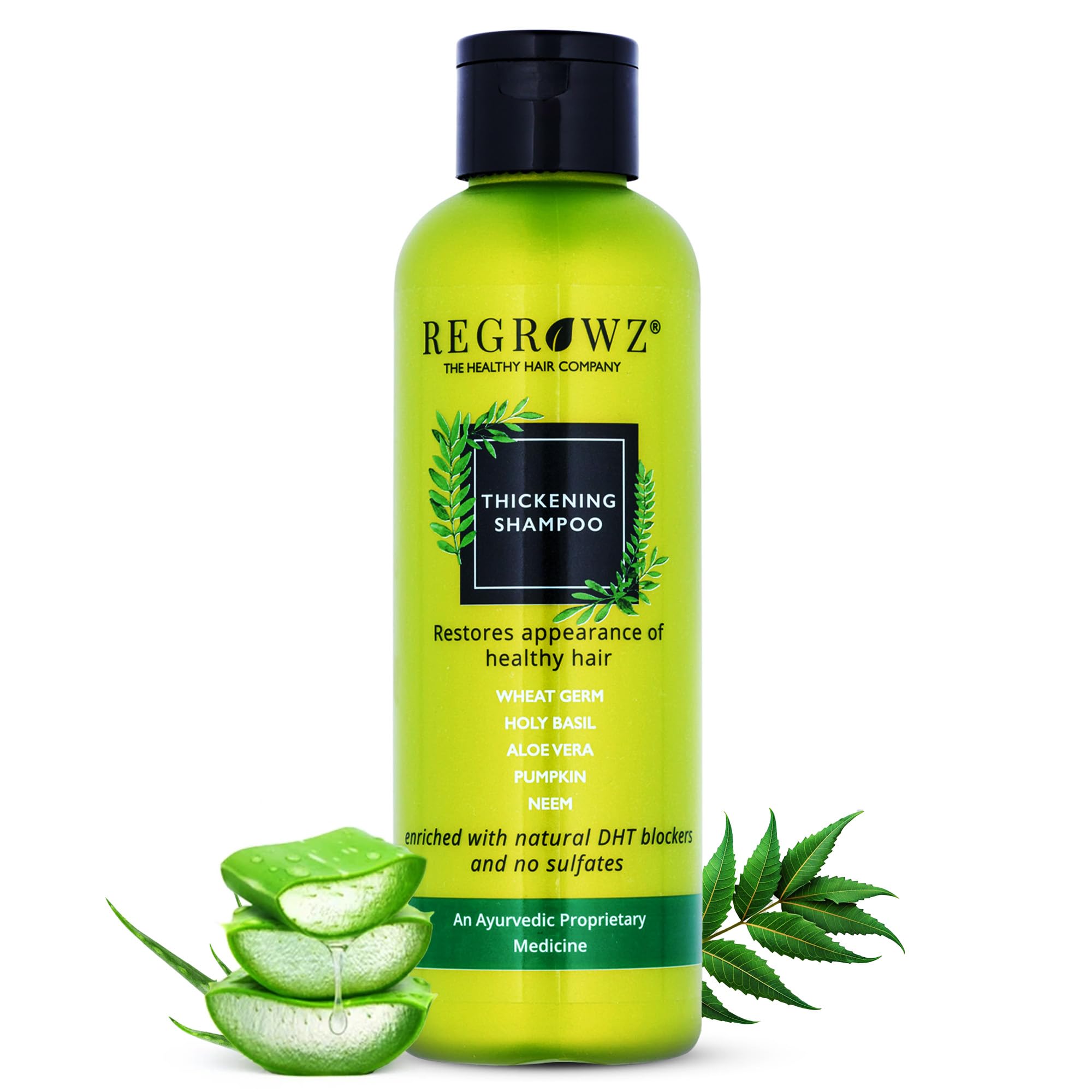 Buy Regrowz Hair Thickening Shampoo For Men & Women - 225ml With Ayurvedic  Herbal Extracts, Aloe Vera, Biotin, Wheat Germ, Neem, Pumpkin Seed,  Enriched With DHT Blocker, Nourish & Promotes Stronger Hair