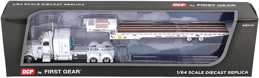 First Gear DCP 1/64 White Peterbilt 389 w/Landoll 440B-50CA