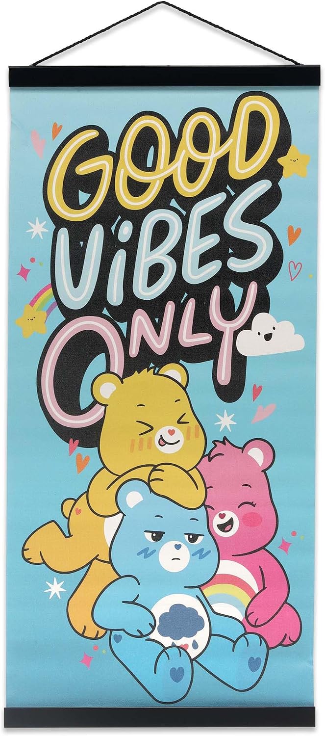 Care Bears on Rainbow Clouds Wood Wall Decor - Fun Care Bears Sign for Bedroom or Playroom