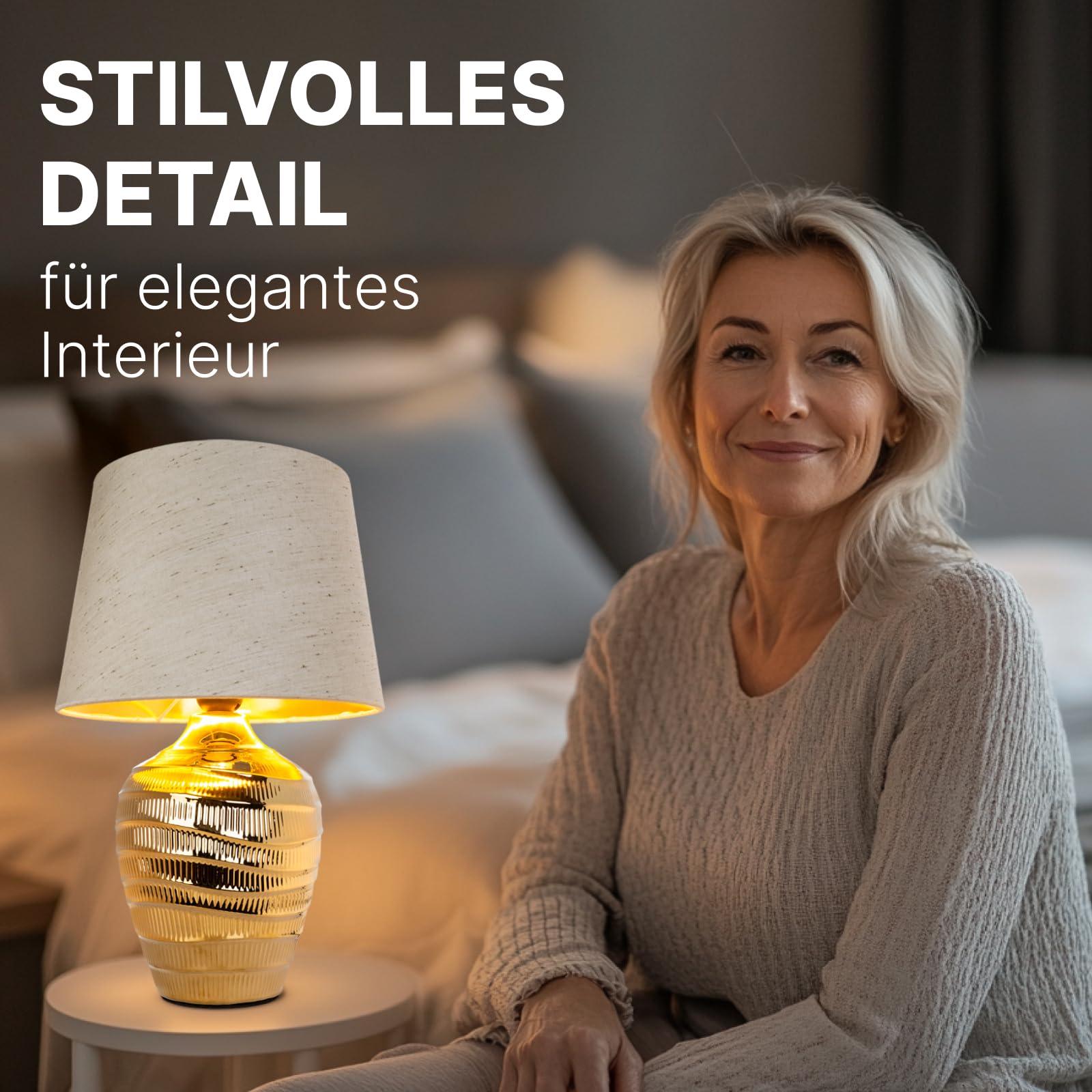 ARTE LAMP KORFU Lampada da Tavolo LED con Paralume e Cavo – Lampada Da Tavolo Dorata Con Paralume In Tessuto Beige – Lampada da Scrivania Moderna per Soggiorno e Camera da Letto