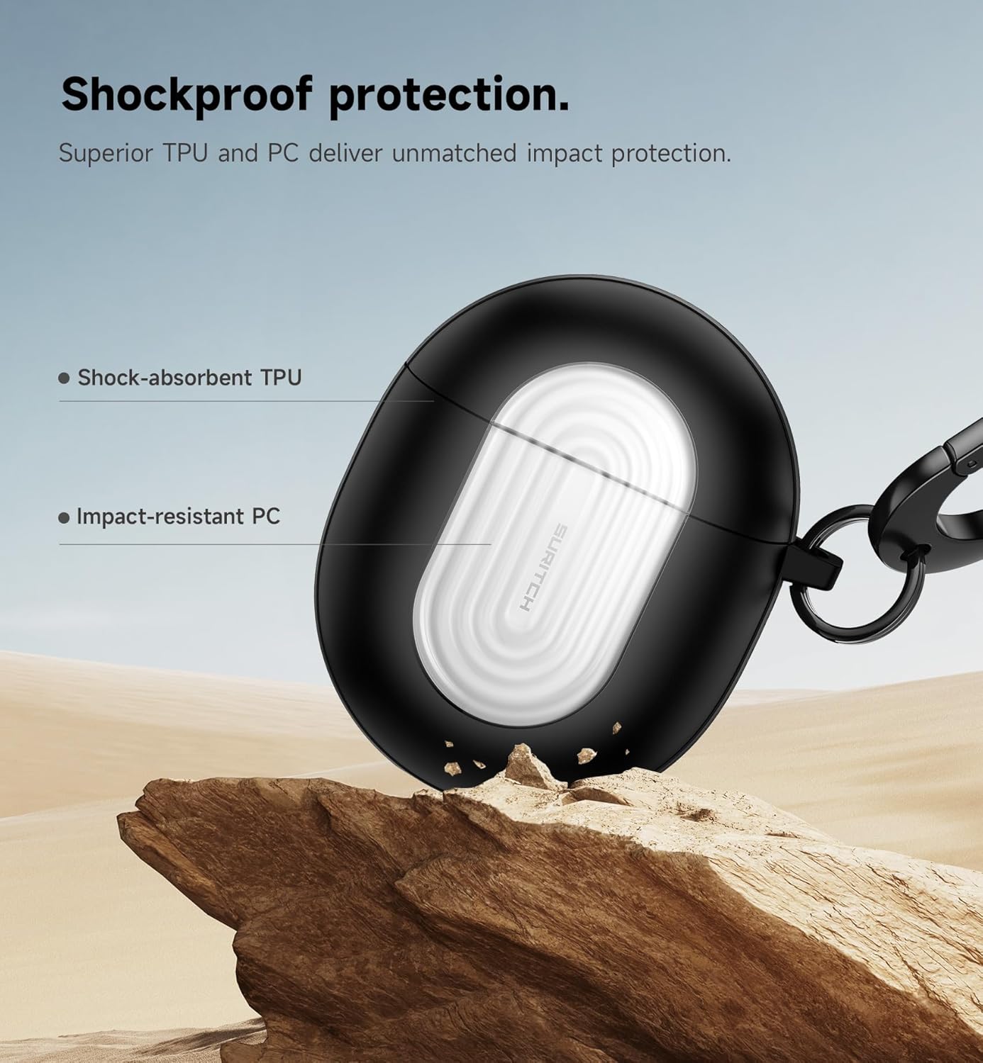 SURITCH Magnetic Bumper Cases for Google Pixel Buds Pro 2 (2024) and Pixel Buds Pro (2022) Case Cover, Rugged Shockproof Protective Covers with Carabiner & Cleaning Kit & Removal Tool, Black - Image 5