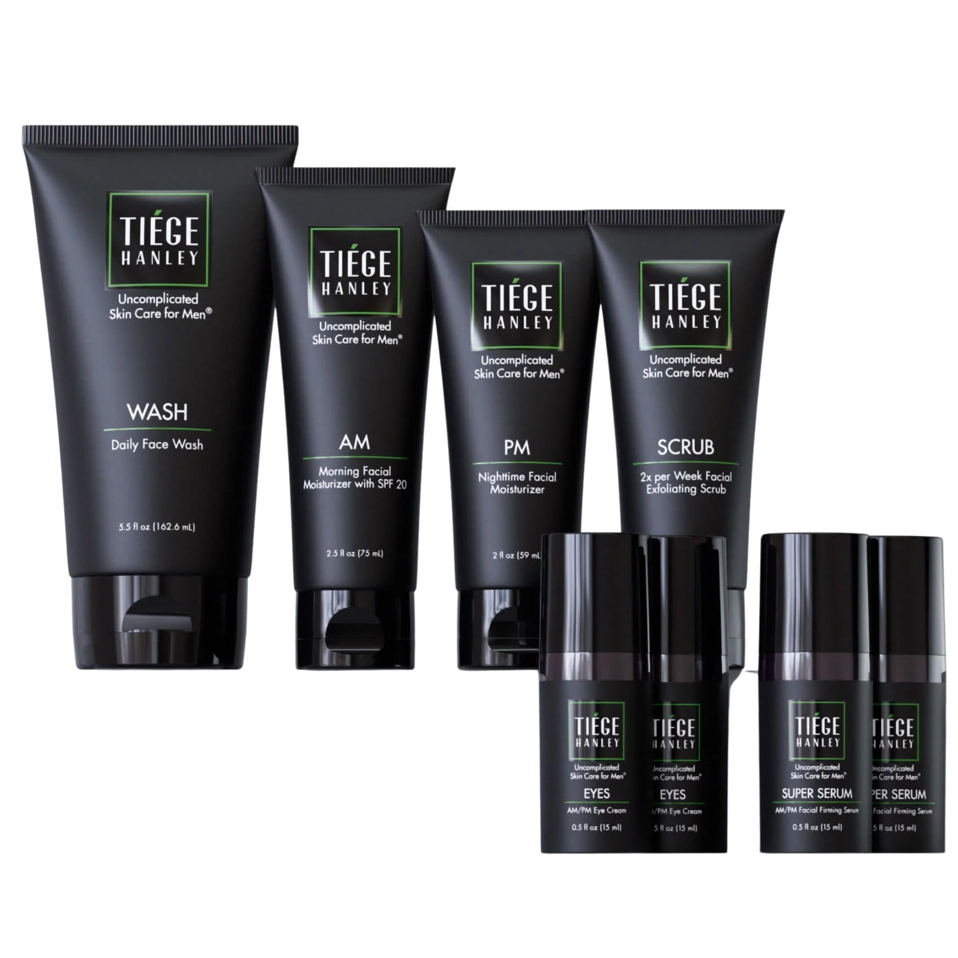 Tiege Hanley Routine De Soins Anti-Âge De 90 Jours Pour Hommes Comprenant Un Nettoyant Pour Le Visage, Un Gommage, Des Hydratants, Un Masque À L'Argile Et Un Bâton De Rétinol