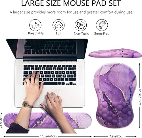 Miniatura 5 de Soporte de muñeca para mouse, reposamuñecas para teclado 2 en 1 + alfombrilla ergonómica para mouse, reposamuñecas antideslizante para teclado de