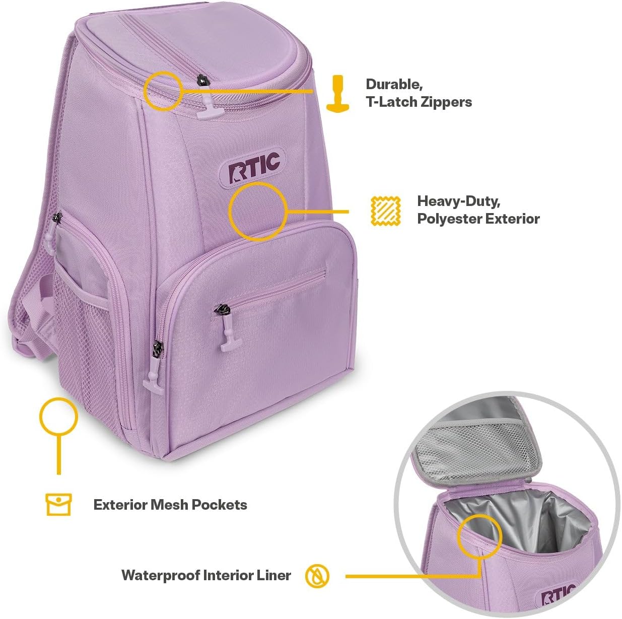 RTIC Lightweight Backpack Cooler Soft Insulated Portable Bag for Lunch, Beach, Drink, Beverage, Travel, Camping, Picnic, Car, Hiking,
