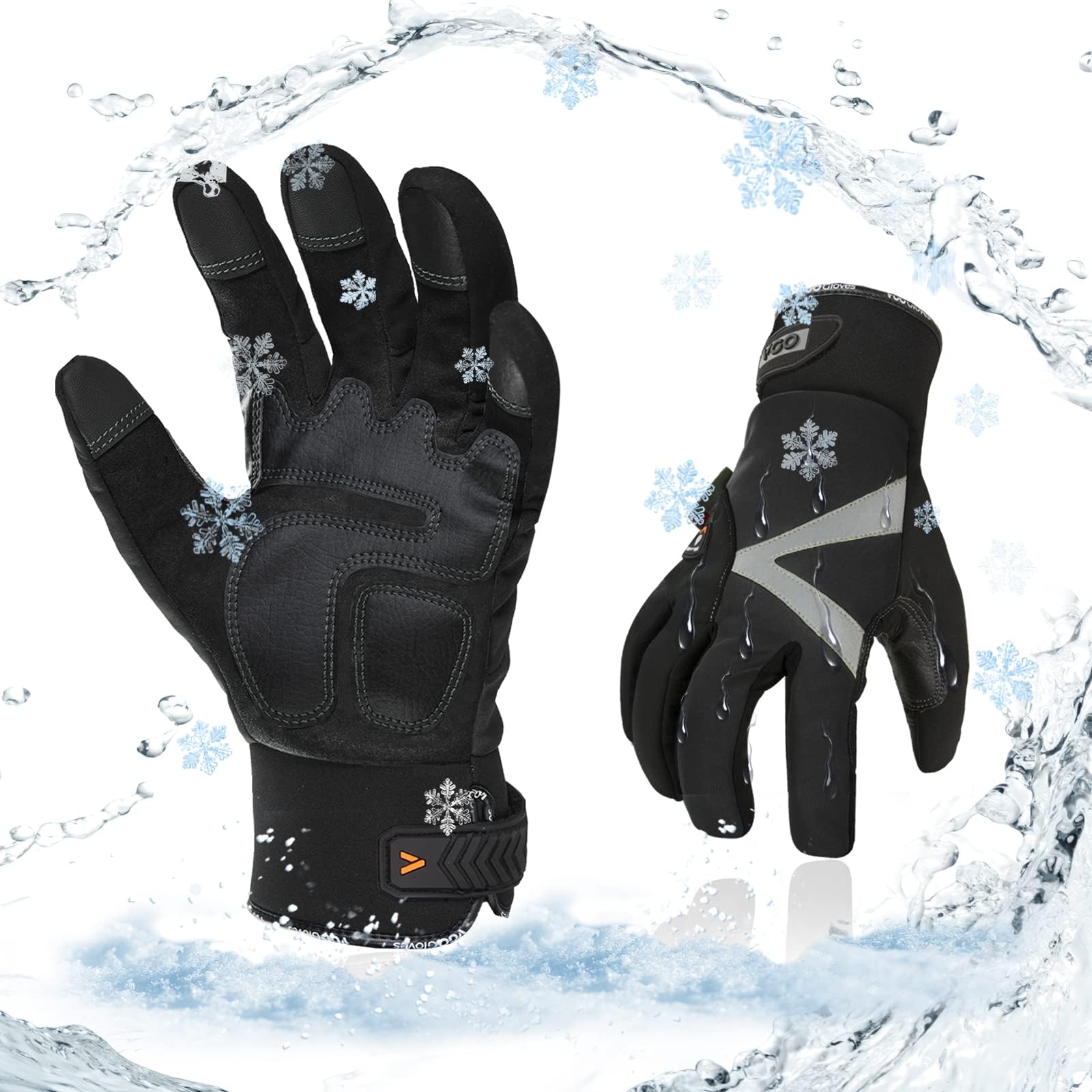 1-Pair -4℉ or above 3M Thinsulate C100 Lined High Dexterity Touchscreen Synthetic Leather Winter Warm Work Gloves, Waterproof Insert (Size XL, Black, SL8777FW)