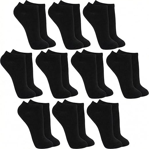 Kit 10 Pares Meia Invisível Masculina Feminina Unissex Soquete Sapatilha Cano Curto Algodão Respirável