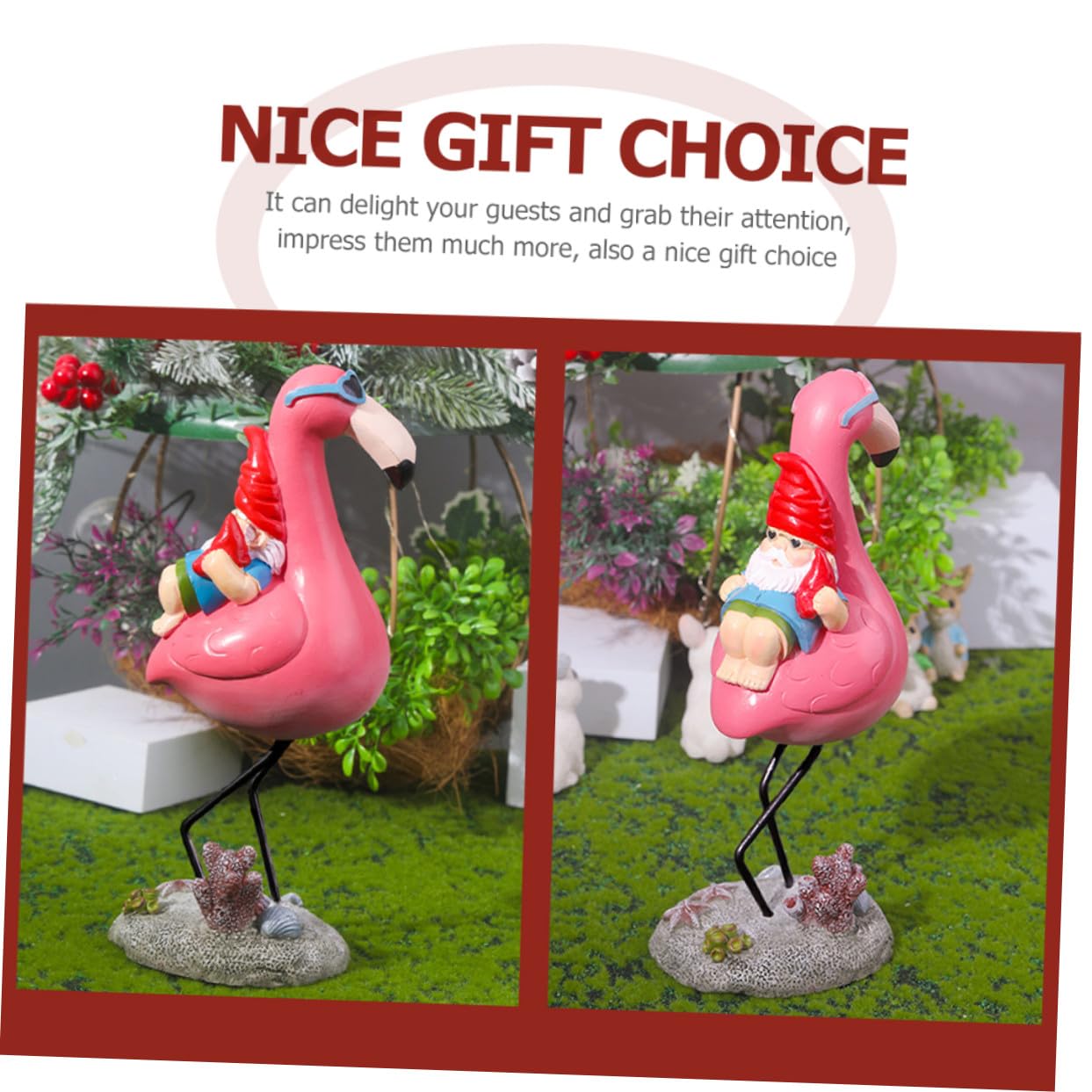 Statuette GNOME Flamant en Résine pour Jardin et Patio